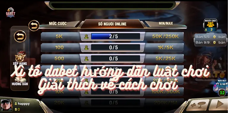 Xì tố dabet hướng dẫn luật chơi - Giải thích về cách chơi